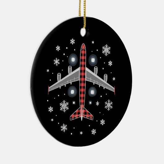 Airplane Plaid Christmas Pilot Keramisch Ornament (Rechts)