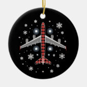 Airplane Plaid Christmas Pilot Keramisch Ornament (Voorkant)