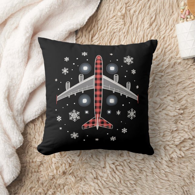 Airplane Plaid Christmas Pilot Kussen (Deken)