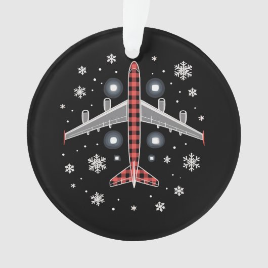 Airplane Plaid Christmas Pilot Ornament (voorkant)