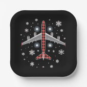 Airplane Plaid Christmas Pilot Papieren Bordje (Voorkant)