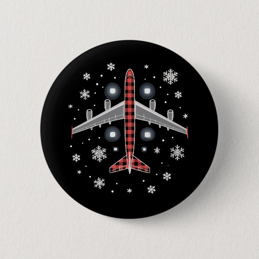 Airplane Plaid Christmas Pilot Ronde Button 5,7 Cm (Voorkant)