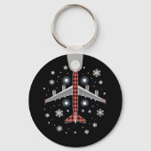 Airplane Plaid Christmas Pilot Sleutelhanger (Voorkant)