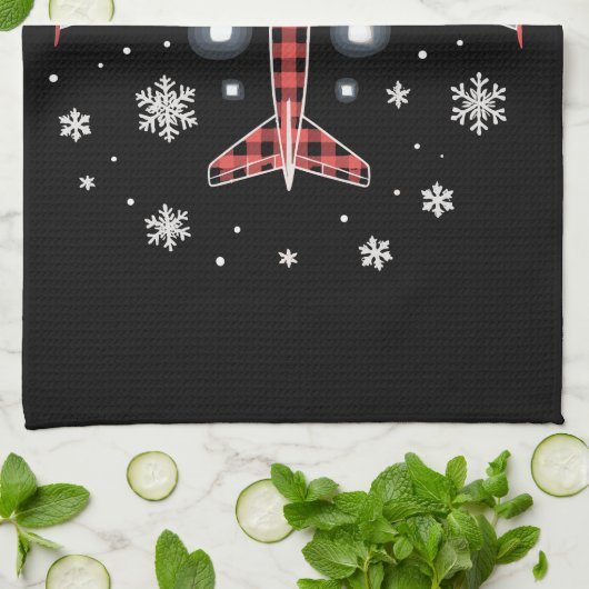 Airplane Plaid Christmas Pilot Theedoek (Gevouwen)