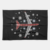 Airplane Plaid Christmas Pilot Theedoek (Horizontaal)