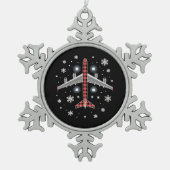 Airplane Plaid Christmas Pilot Tin Sneeuwvlok Ornament (Voorkant)