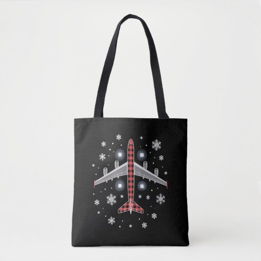 Airplane Plaid Christmas Pilot Tote Bag (Voorkant)