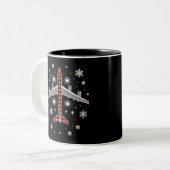 Airplane Plaid Christmas Pilot Tweekleurige Koffiemok (Voorkant links)