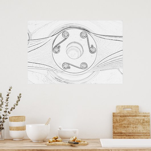 Airplane Propeller Sketch Poster (Keuken)