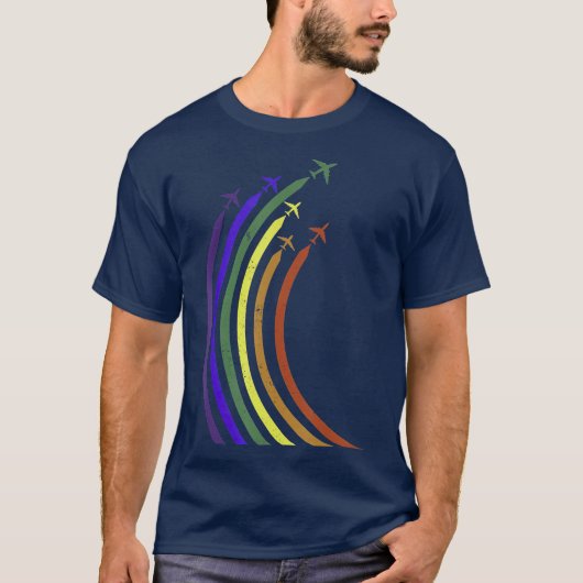 Airplane Rainbow  CSD LGBTQ Pride T-shirt (Voorkant)