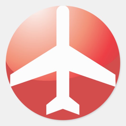 Airplane Red Easy Button Ronde Sticker (Voorkant)