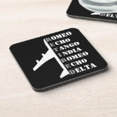 Airplane Retired Nato Phonetic Alphabet Aviation Bier Onderzetter (Linkerzijde)