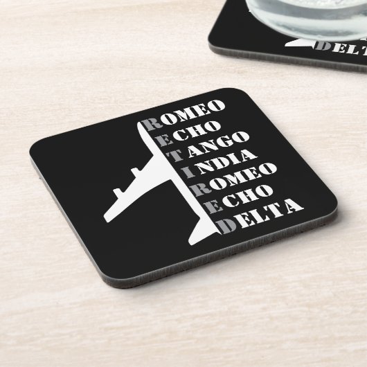 Airplane Retired Nato Phonetic Alphabet Aviation Bier Onderzetter (Linkerzijde)