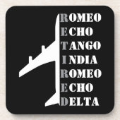 Airplane Retired Nato Phonetic Alphabet Aviation Bier Onderzetter (Voorkant)