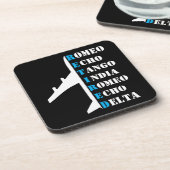 Airplane Retired Nato Phonetic Alphabet Aviation Bier Onderzetter (Linkerzijde)