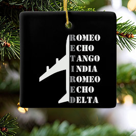 Airplane Retired Nato Phonetic Alphabet Aviation Keramisch Ornament