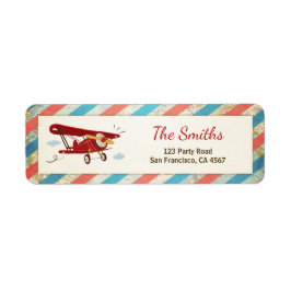 Airplane Return Address Label Planed Adventure