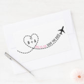 Airplane Route Monogram Weddenschap Datum Aangepas Rechthoekige Sticker (Envelop)