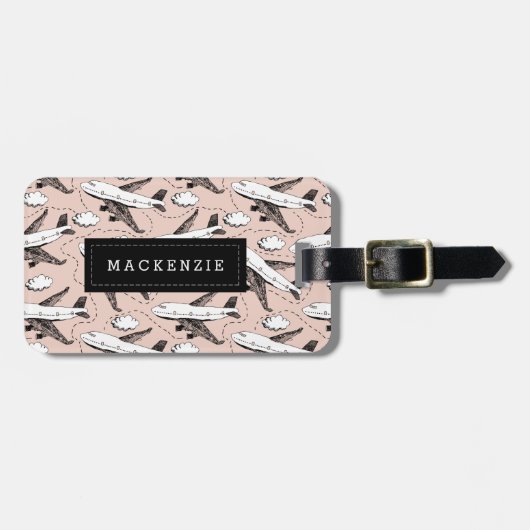 Airplane Sketch, op maat gemaakt Bagagelabel (Voorkant horizontaal)