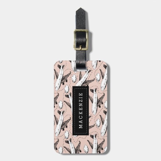 Airplane Sketch, op maat gemaakt Bagagelabel (Voorkant verticaal)