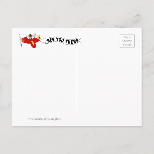 Airplane Sky Banner Family Reünie Sla de datum op Aankondigingskaart (Achterkant)