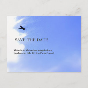 Airplane Sky Destination Save-the-Date Aankondigingskaart