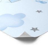 Airplane Stars Clouds Baby shower WelkomstPoster Poster (Hoek)