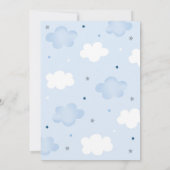 Airplane Stars Clouds Boy Baby shower Invitation Kaart (Achterkant)