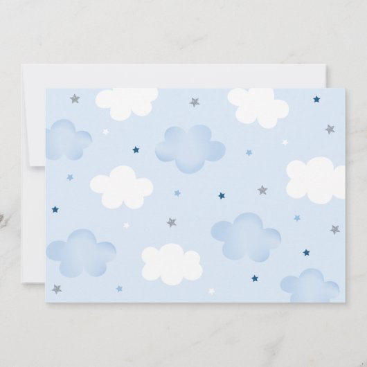 Airplane Stars Clouds Boy First Birthday Invitatio Kaart (Achterkant)