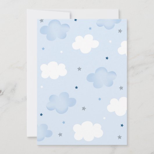 Airplane Stars Clouds Boy First Birthday Kaart (Achterkant)