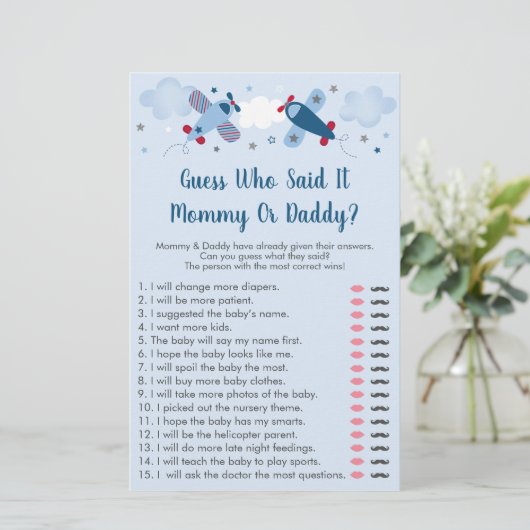 Airplane Stars Clouds raad wie zei dat het Baby wa (Staand voorkant)