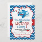 Airplane theme birthday invitation for boys kaart (Voorkant / Achterkant)
