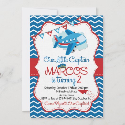 Airplane theme birthday invitation for boys kaart (Voorkant)