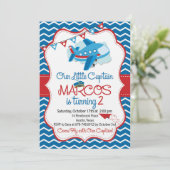 Airplane theme birthday invitation for boys kaart (Staand voorkant)