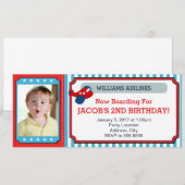 Airplane Ticket Birthday Invitation Photo Card Kaart (Voorkant / Achterkant)