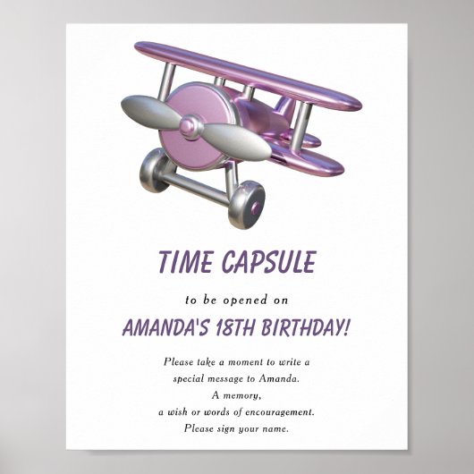 Airplane Time Capsule 1st birthday Poster (Voorkant)