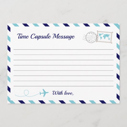 Airplane Time Capsule Baby Boy Shower 1 zaterdag Advieskaart (Voorkant)