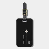 Airplane Travel Minimalist Classy Black Bagagelabel (Voorkant verticaal)