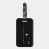 Airplane Travel Minimalist Classy Black Bagagelabel (Achterkant verticaal)