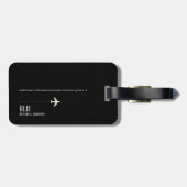 Airplane Travel Minimalist Classy Black Bagagelabel (Achterkant horizontaal)