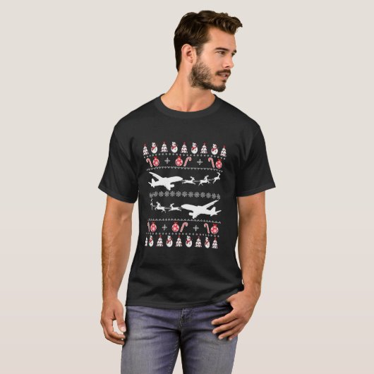 Airplane Ugly Christmas T Shirt (Voorkant volledig)