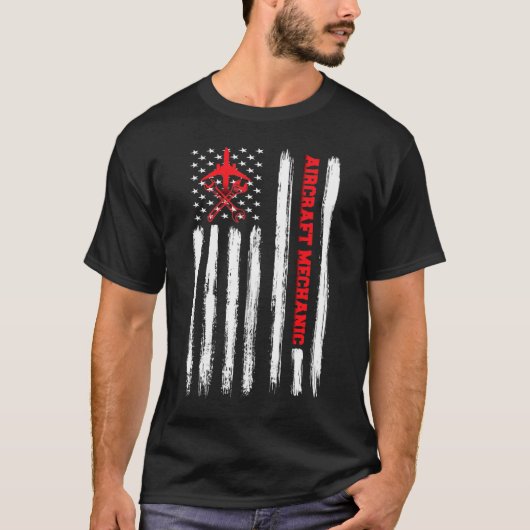 Airplane Vliegtuig Mechanic Aviation Tech American T-shirt (Voorkant)