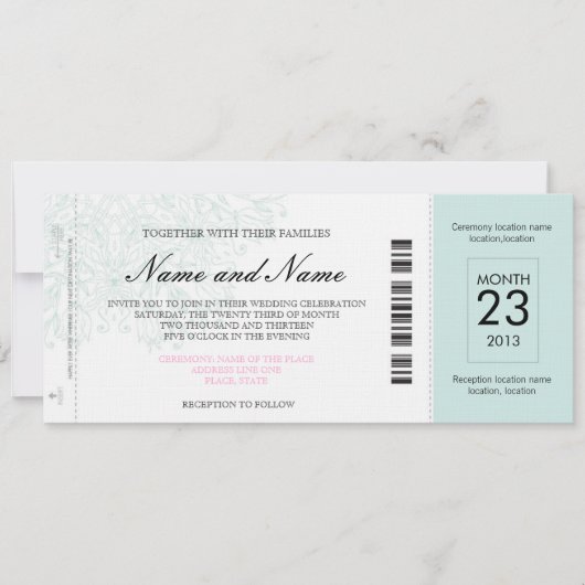 Airplane Wedding Ticket Invitation Kaart (Voorkant)