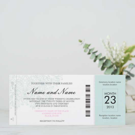 Airplane Wedding Ticket Invitation Kaart (Staand voorkant)