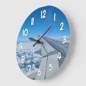 Airplane Wing Wall Clock – Blue Sky Travel Aviatio Grote Klok (Hoek)