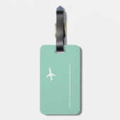 Airplane With His Initials - teal blue Bagagelabel (Achterkant verticaal)
