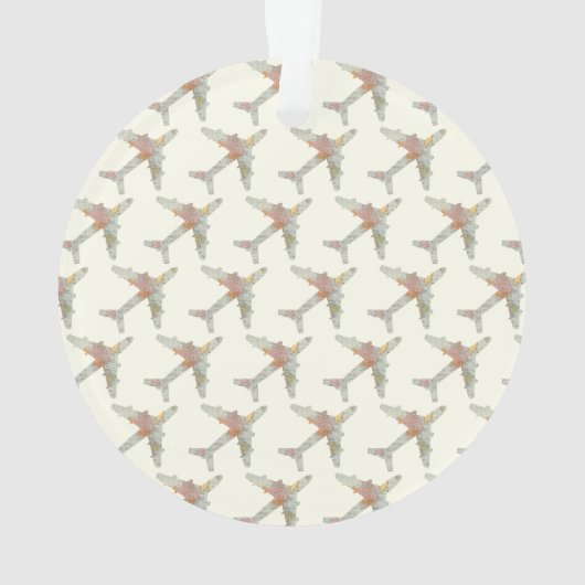 Airplane world map custom name ornament (achterkant)