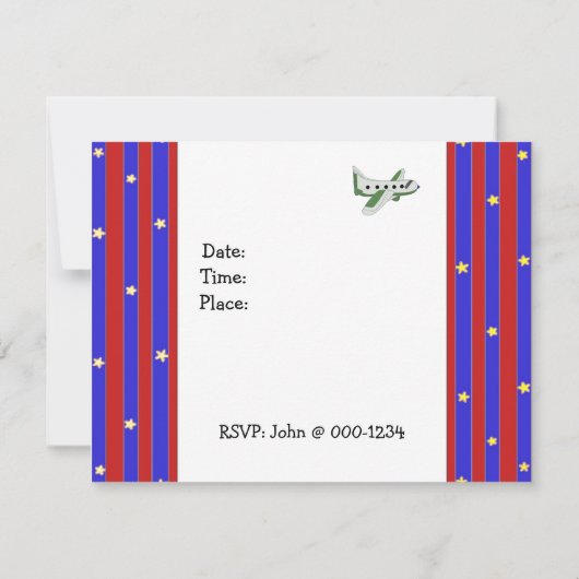 Airplanes Birthday Invitation Kaart (Achterkant)