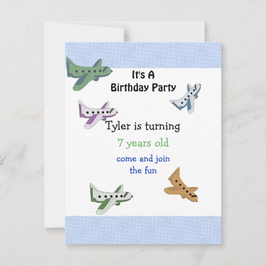 Airplanes Birthday Invitation Kaart (Voorkant)