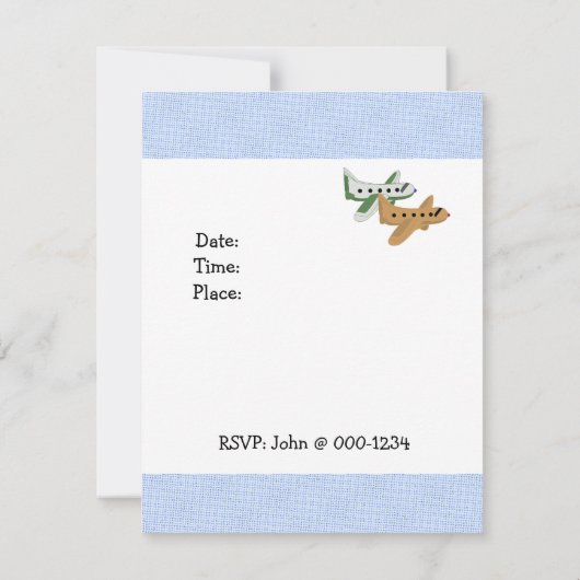 Airplanes Birthday Invitation Kaart (Achterkant)
